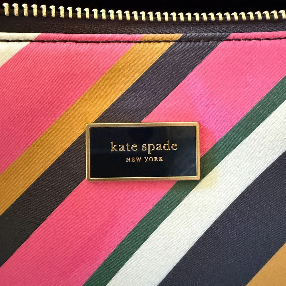 kate spade Multicolor Striped Barrel Cosmetic Bag in Green, Pink, Yellow novelty